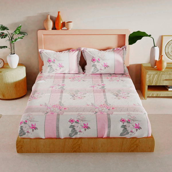 Buy Estava Pink Floral Bedsheet Bedsheets from Vaaree