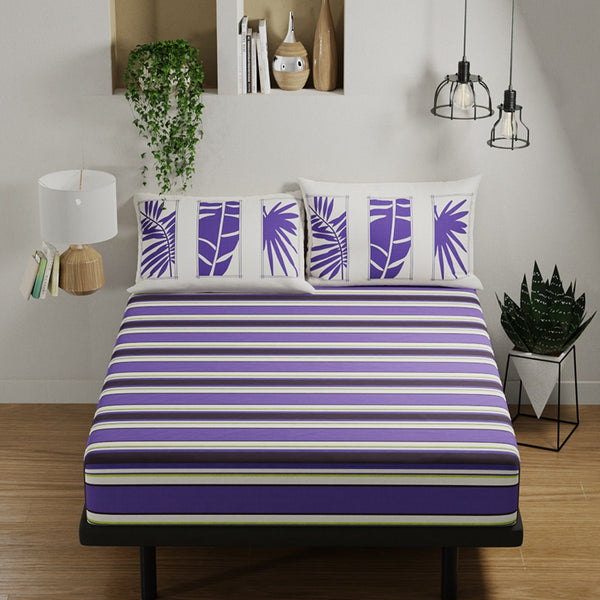 Buy Indie Striped Bedsheet - Purple Bedsheets from Vaaree