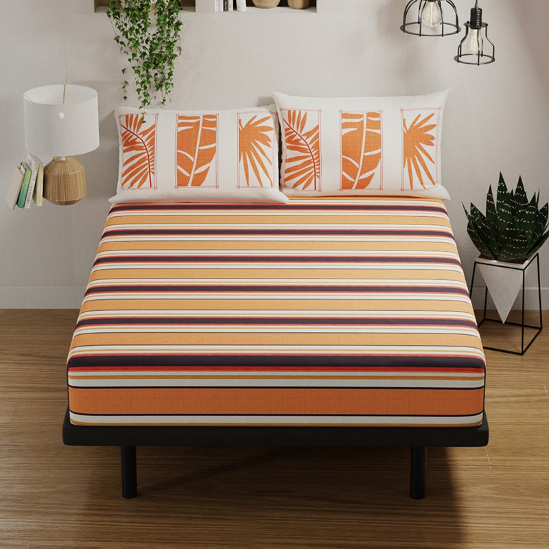 Buy Indie Striped Bedsheet - Orange Bedsheets from Vaaree