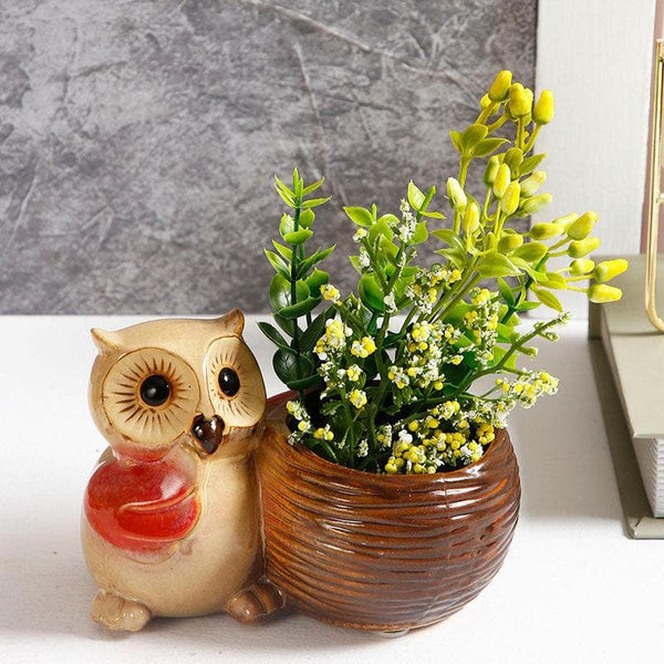 Buy Brown Owl Ceramic Pot at Vaaree online | Beautiful Pots & Planters to choose from