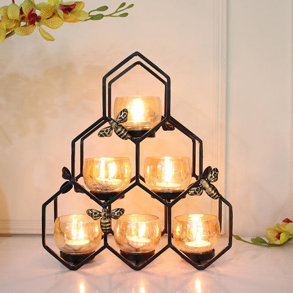 Buy Hexova Comb Tealight Candle Holder - Black Candle Holders from Vaaree