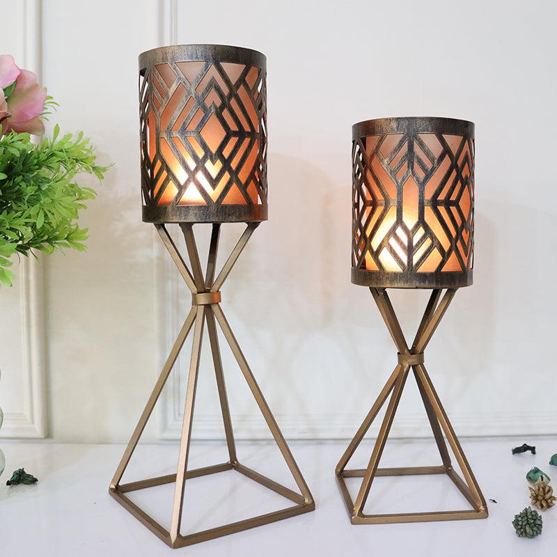 Buy Stima Geometric Candle Holde (Black) - Set Of Two Candle Holders from Vaaree