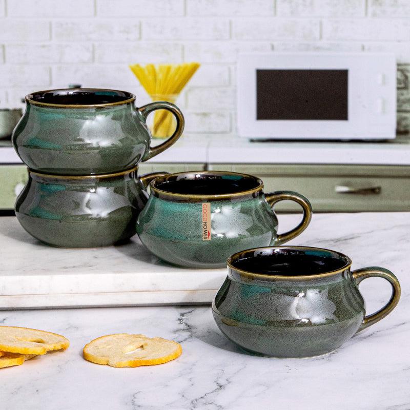 Buy Futura Green Stoneware Mug (240 ML) - Set Of Four Mug & Tea Cup from Vaaree