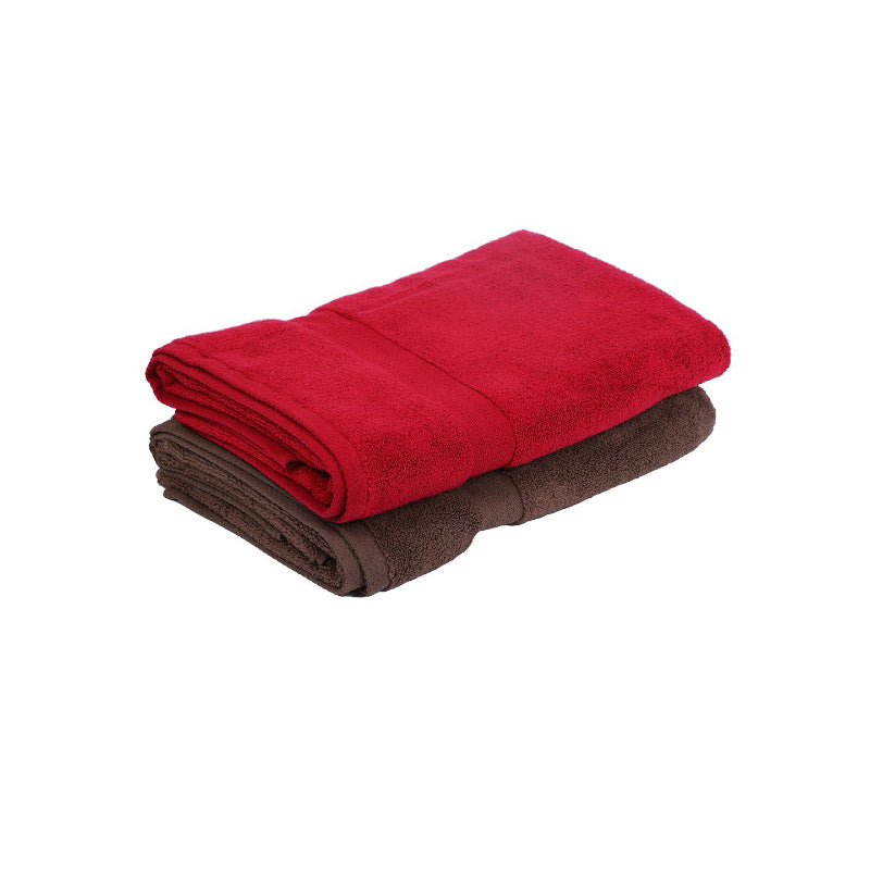 Buy Miorah Bath Towel (Red & Brown) - Set Of Two Bath Towels from Vaaree