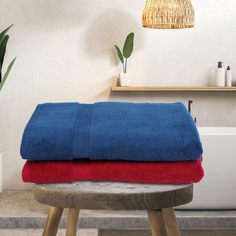 Buy Miorah Bath Towel (Blue & Red) - Set Of Two Bath Towels from Vaaree