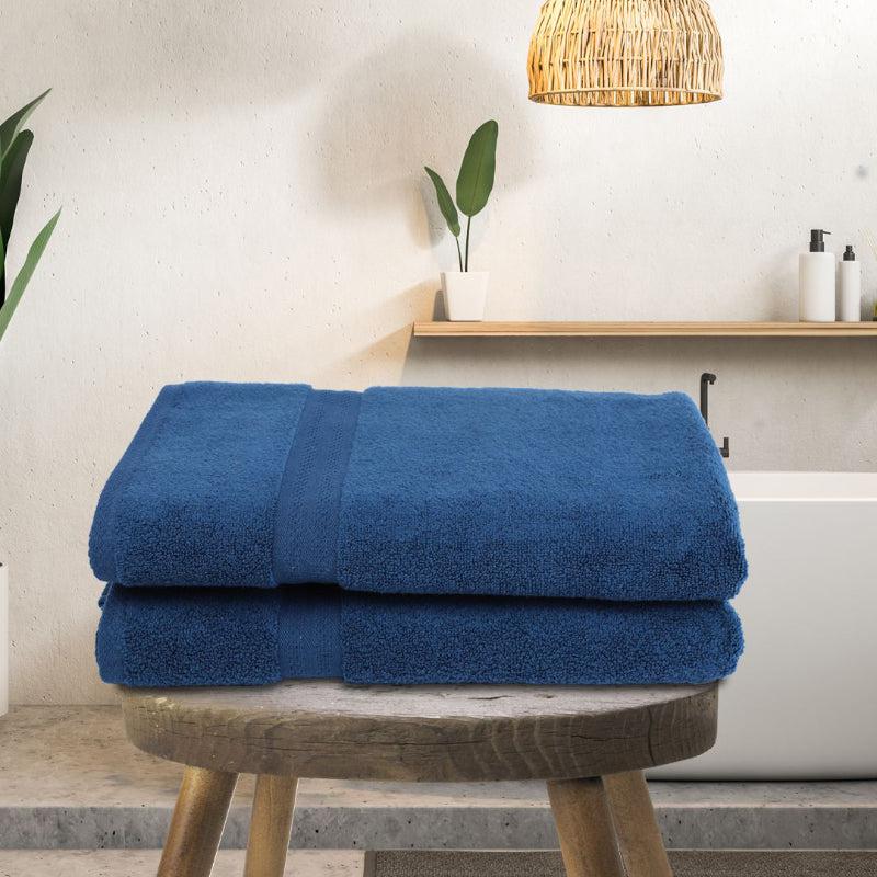 Buy Miorah Bath Towel (Blue) - Set Of Two Bath Towels from Vaaree