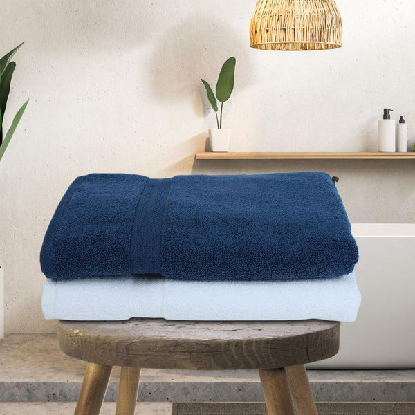 Buy Miorah Bath Towel (Blue & White) - Set Of Two Bath Towels from Vaaree