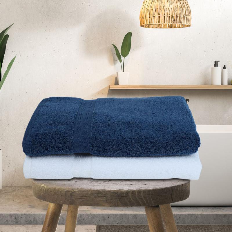 Buy Miorah Bath Towel (Blue & White) - Set Of Two Bath Towels from Vaaree