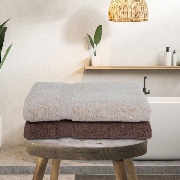 Buy Miorah Bath Towel (Brown & Beige) - Set Of Two Bath Towels from Vaaree