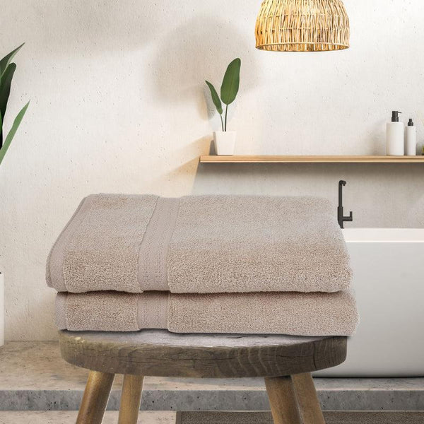 Buy Miorah Bath Towel (Beige) - Set Of Two Bath Towels from Vaaree