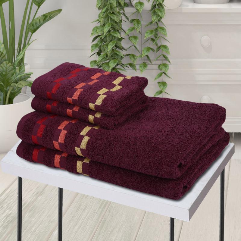 Buy Delpha Towel Combo (Wine) - Set Of Four Towel Sets from Vaaree