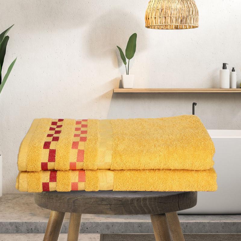 Buy Delpha Bath Towel (Yellow) - Set Of Two Bath Towels from Vaaree