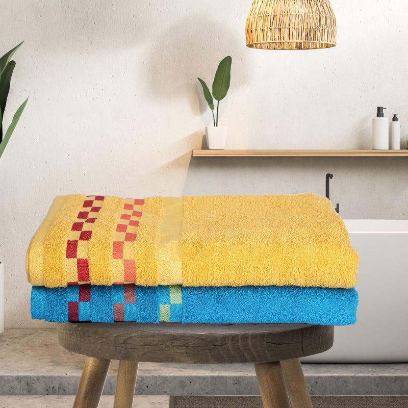 Buy Delpha Bath Towel (Yellow & Wine) - Set Of Two Bath Towels from Vaaree