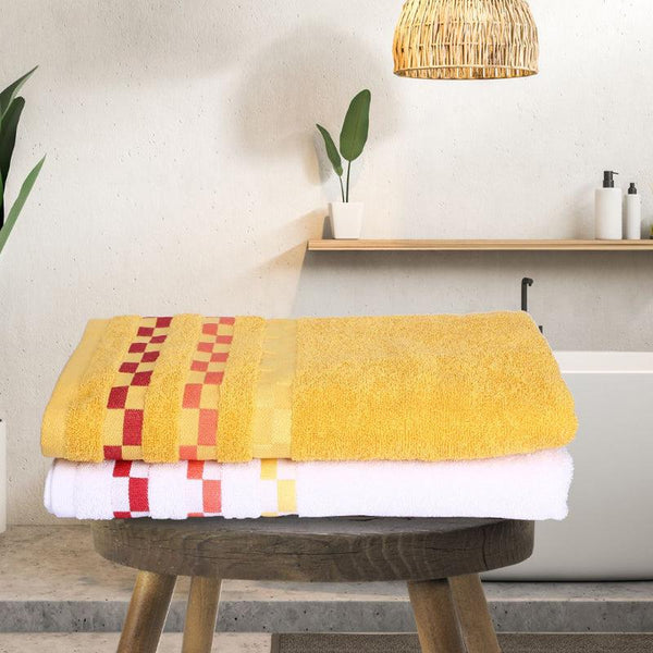 Buy Delpha Bath Towel (Yellow & White) - Set Of Two Bath Towels from Vaaree