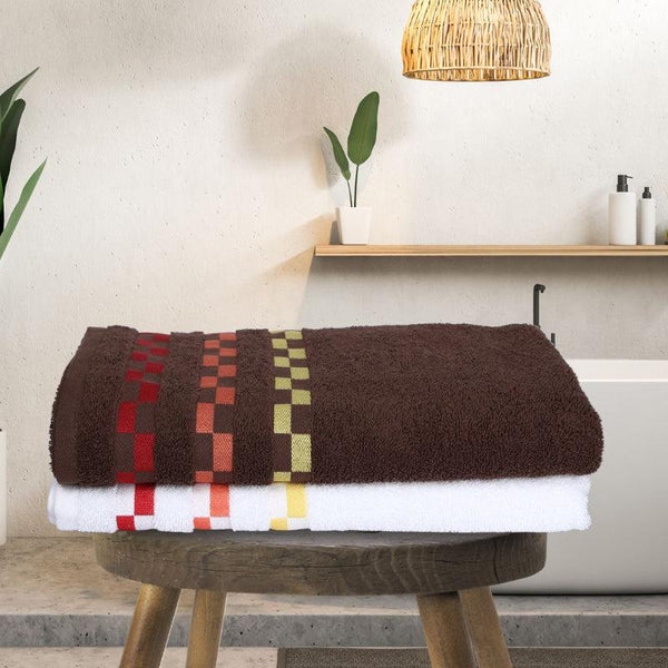 Buy Delpha Bath Towel (Brown & White) - Set Of Two Bath Towels from Vaaree