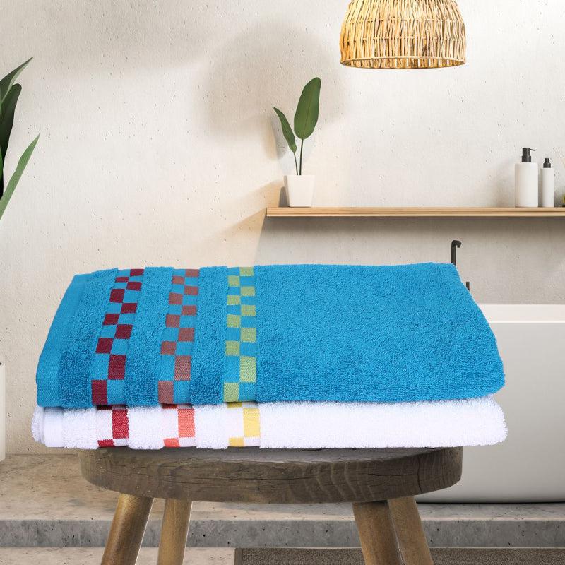 Buy Delpha Bath Towel (Blue & White) - Set Of Two Bath Towels from Vaaree