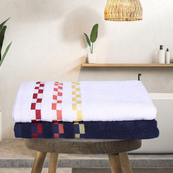 Buy Delpha Bath Towel (Navy Blue & White) - Set Of Two Bath Towels from Vaaree