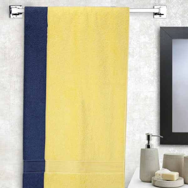 Buy Bodil Bath Towel (Yellow & Dark Blue) - Set Of Two Bath Towels from Vaaree