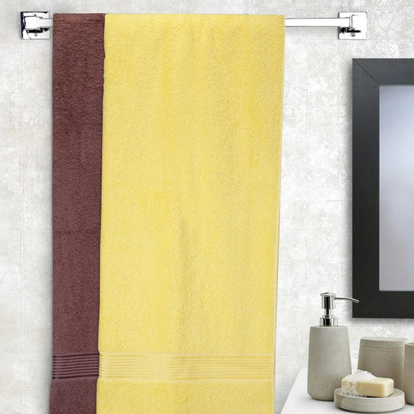 Buy Bodil Bath Towel (Yellow & Brown) - Set Of Two Bath Towels from Vaaree