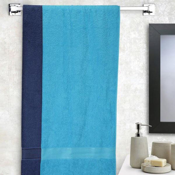 Buy Bodil Bath Towel (Light Blue & Navy Blue) - Set Of Two Bath Towels from Vaaree