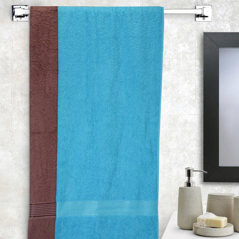 Buy Bodil Bath Towel (Light Blue & Brown) - Set Of Two Bath Towels from Vaaree