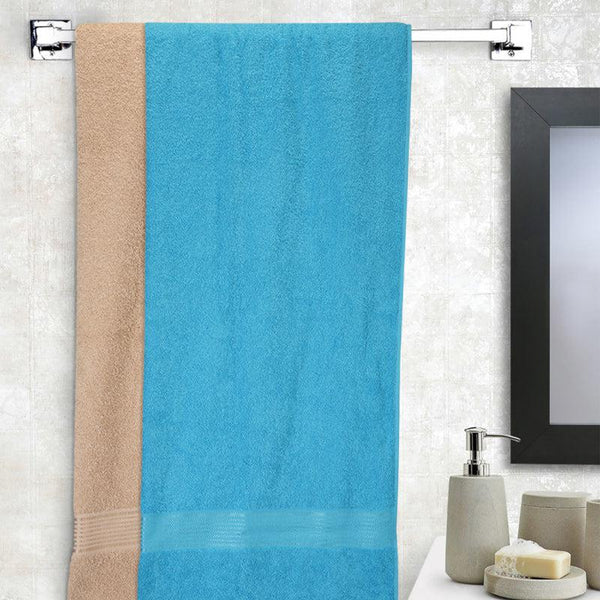 Buy Bodil Bath Towel (Light Blue & Beige) - Set Of Two Bath Towels from Vaaree