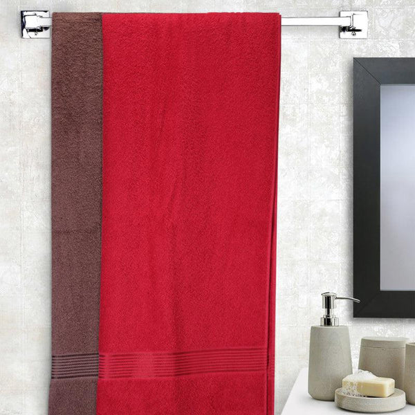 Buy Reffy Bath Towel (Red& Brown) - Set Of Two Bath Towels from Vaaree