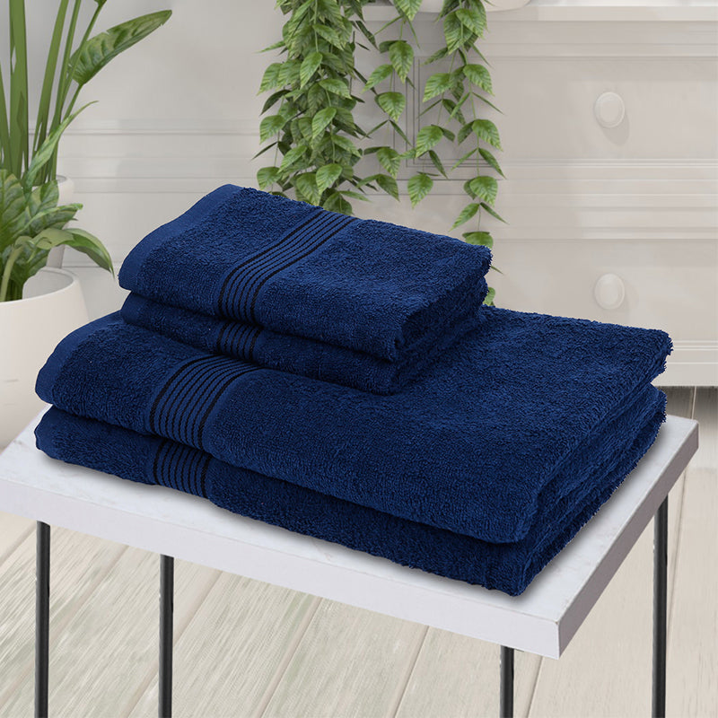 Buy Eva Quick Dry Towel Combo (Navy Blue) - Four Piece Set Towel Sets from Vaaree