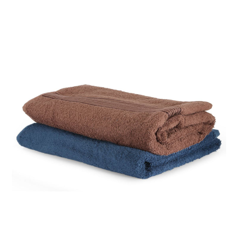 Buy Bodil Bath Towel (Navy Blue & Brown) - Set Of Two Bath Towels from Vaaree