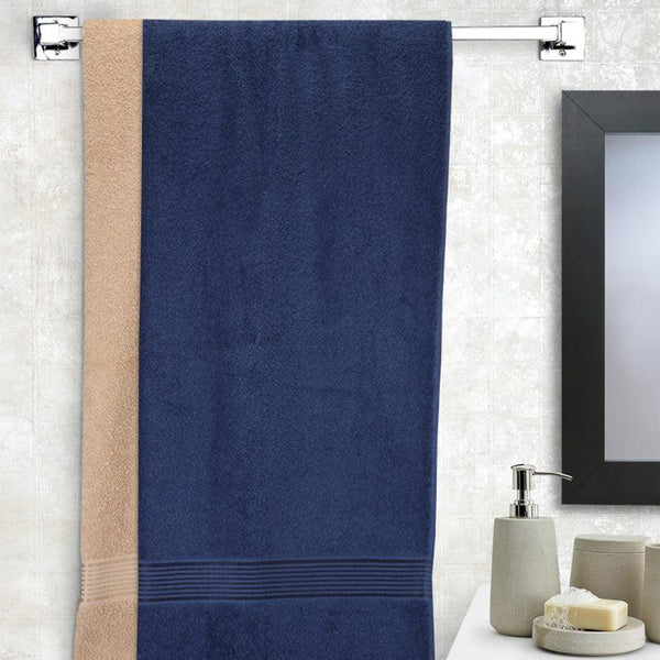 Buy Bodil Bath Towel (Navy Blue & Beige) - Set Of Two Bath Towels from Vaaree