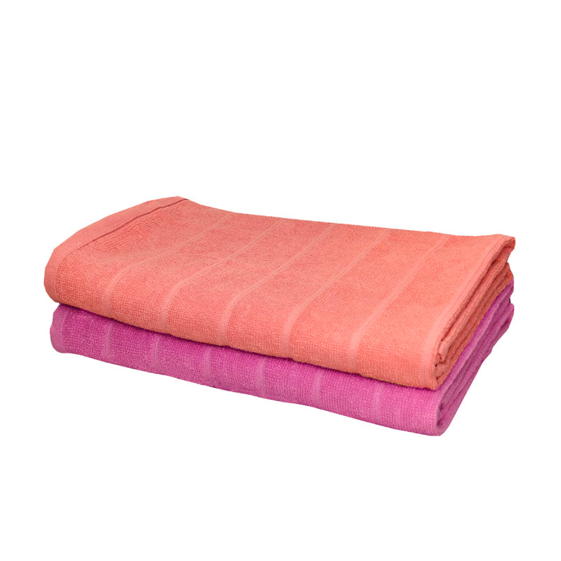 Buy Sarda Bath Towel (Peach & Pink) - Set Of Two Bath Towels from Vaaree