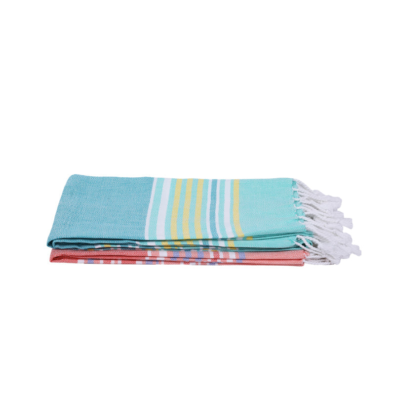 Buy Jadore Bath Towel (Peach & Blue) - Set Of Two Bath Towels from Vaaree