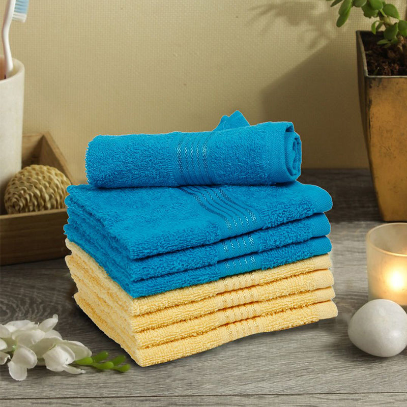 Buy Eva Quick Dry Face Towel (Blue & Yellow) - Set Of Eight Hand & Face Towels from Vaaree