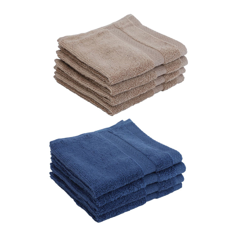 Buy Miorah Face Towel (Beige & Blue) - Set Of Eight Hand & Face Towels from Vaaree