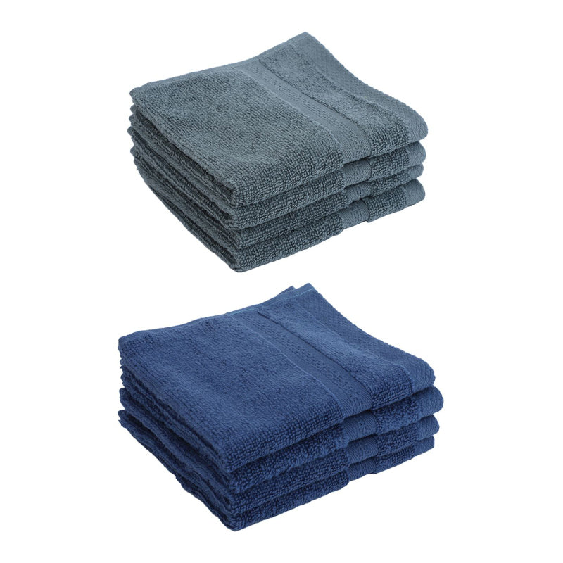 Buy Miorah Face Towel (Grey & Blue) - Set Of Eight Hand & Face Towels from Vaaree