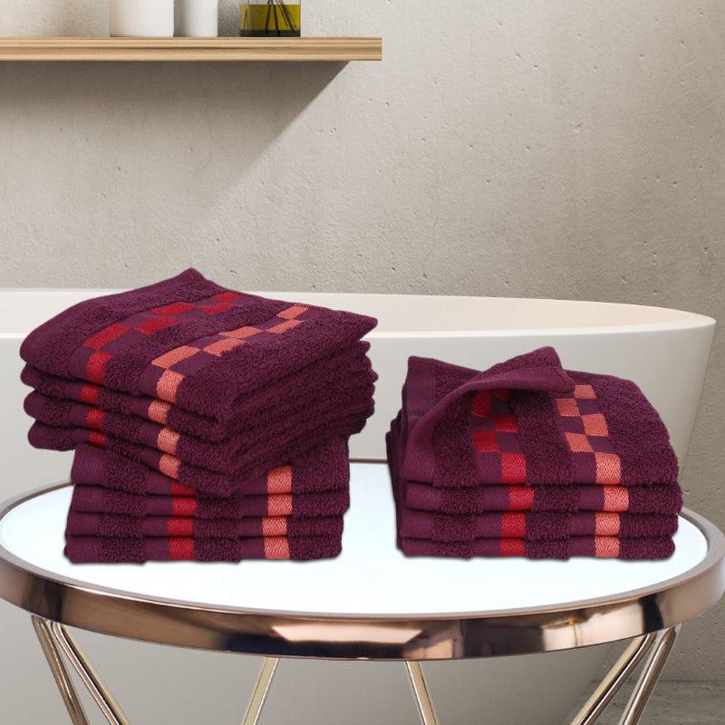 Buy Delpha Face Towel (Wine) - Set Of Twelve Hand & Face Towels from Vaaree