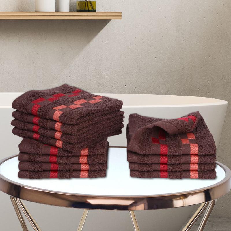 Buy Delpha Face Towel (Brown) - Set Of Twelve Hand & Face Towels from Vaaree