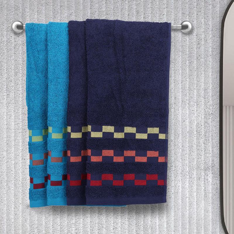 Buy Delpha Hand Towel (Navy Blue & Light Blue) - Set Of Four Hand & Face Towels from Vaaree