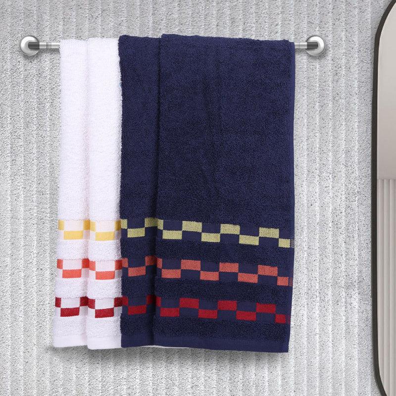 Buy Delpha Hand Towel (Navy Blue & White) - Set Of Four Hand & Face Towels from Vaaree