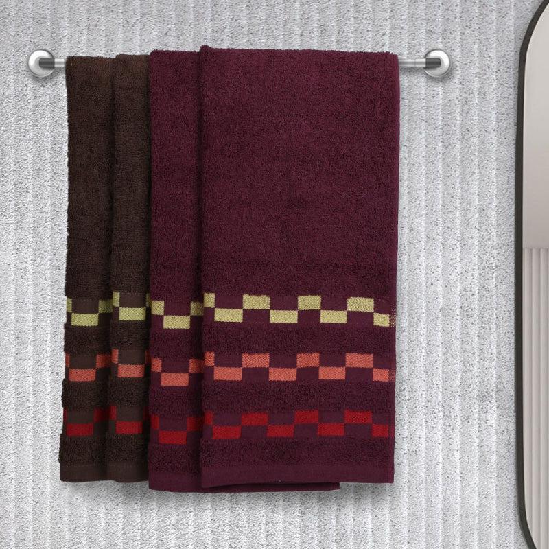 Buy Delpha Hand Towel (Wine & Brown) - Set Of Four Hand & Face Towels from Vaaree