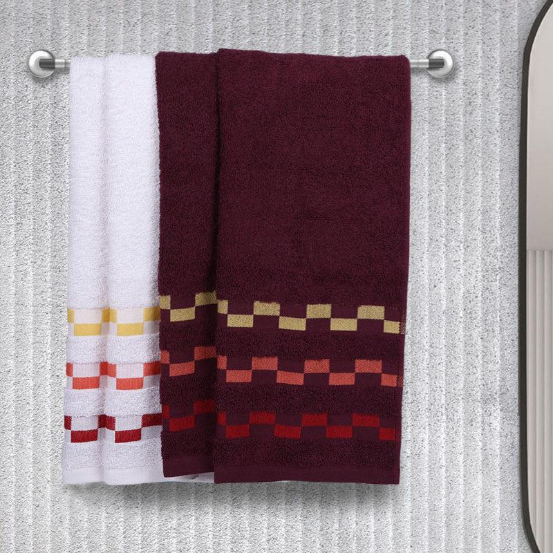 Buy Delpha Hand Towel (Wine & White) - Set Of Four Hand & Face Towels from Vaaree