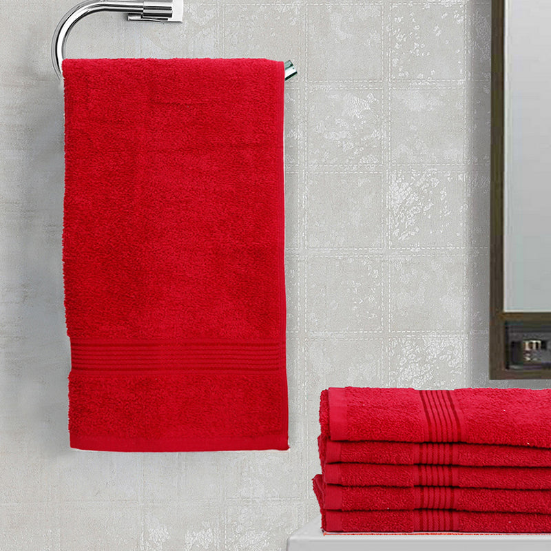 Buy Eva Quick Dry Hand Towel (Red) - Set Of Six Hand & Face Towels from Vaaree