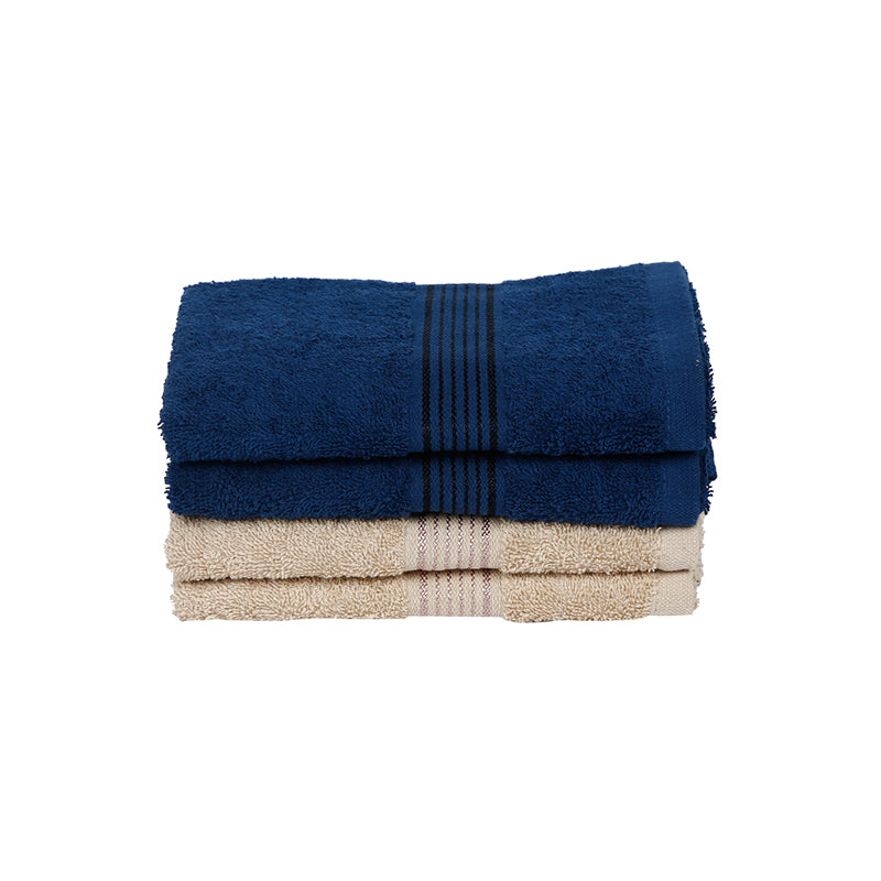 Buy Eva Quick Dry Hand Towel (Taupe & Navy Blue) - Set Of Four Hand & Face Towels from Vaaree