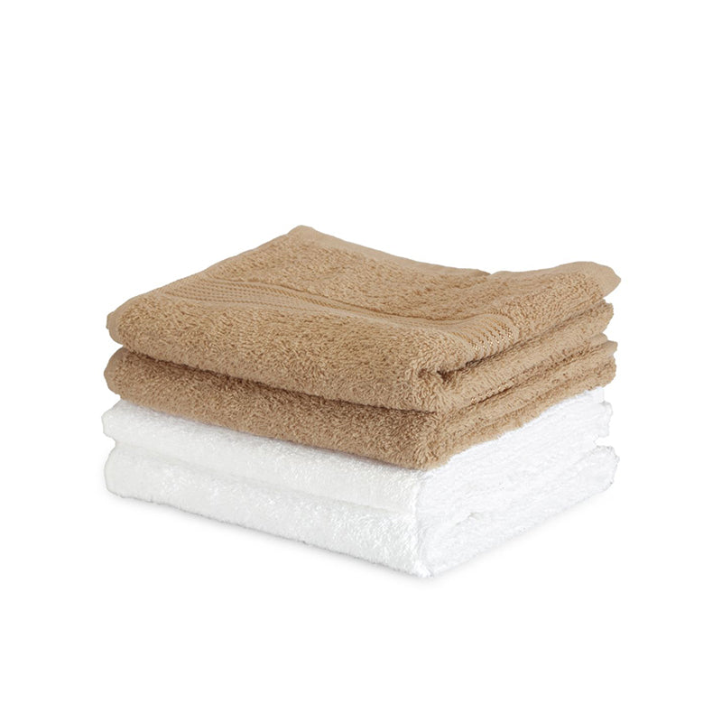 Buy Eva Quick Dry Hand Towel (White & Taupe) - Set Of Four Hand & Face Towels from Vaaree