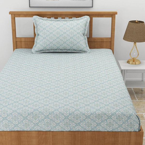 Buy Inola Ethnic Bedsheet - Baby Blue Bedsheets from Vaaree