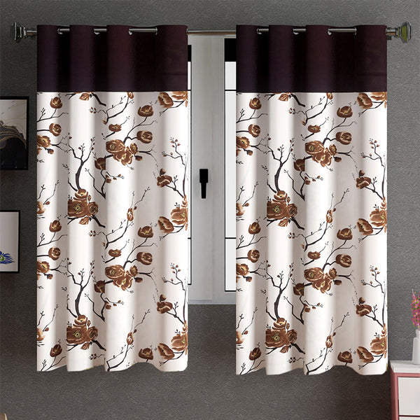 Fern Floral Curtain (Brown) - Set Of Two