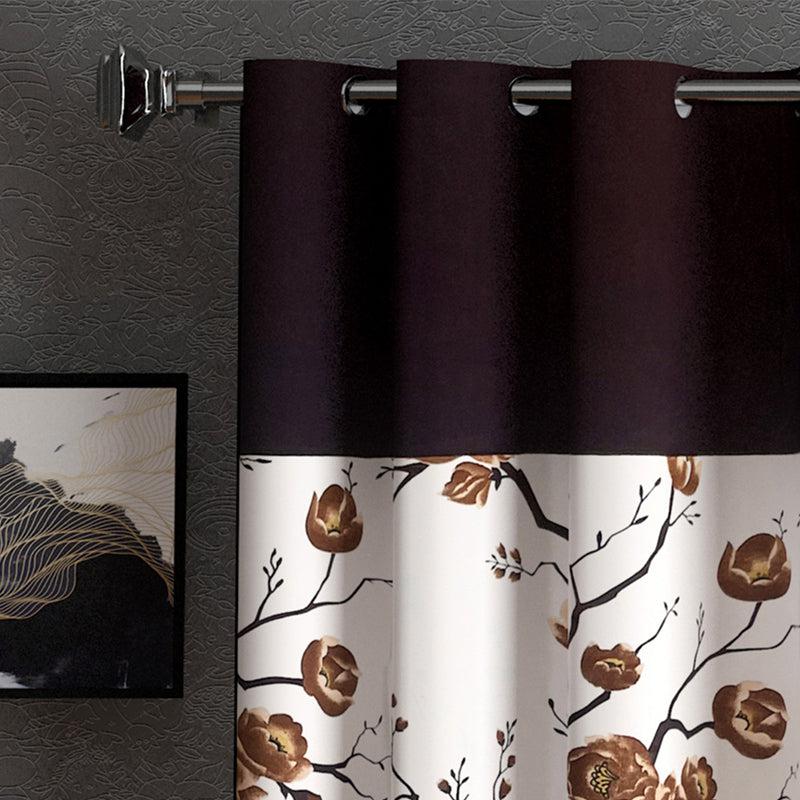 Buy Fern Floral Curtain (Brown) - Set Of Three Curtains from Vaaree