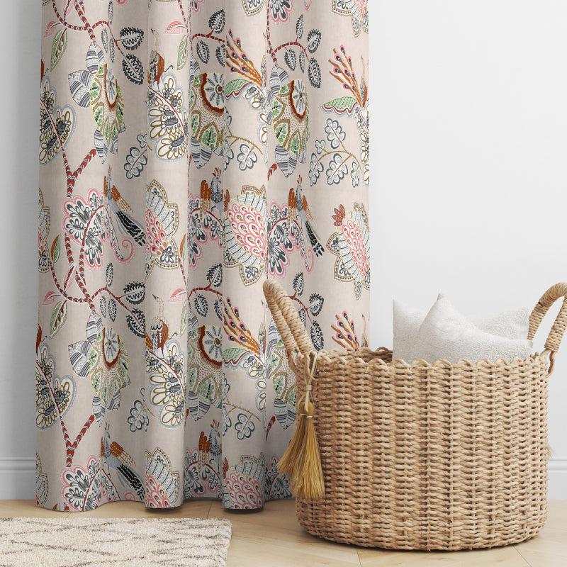 Buy Augadh Floral Curtains (Desert Grey) - Set Of Two Curtains from Vaaree