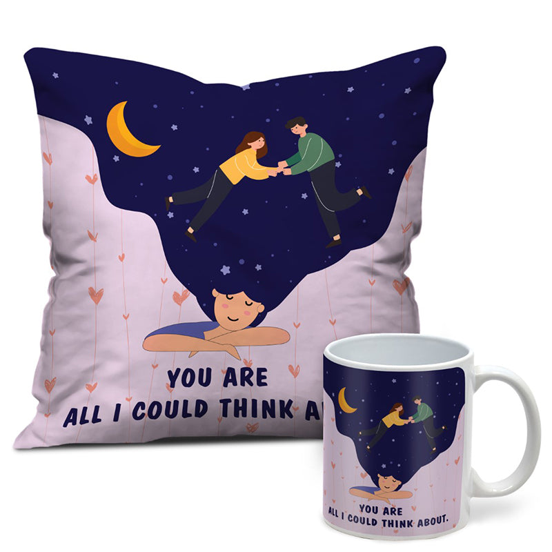 Buy Stellar Love Cushion Cover & Mug (300 ML) - Two Piece Set Gift Box from Vaaree