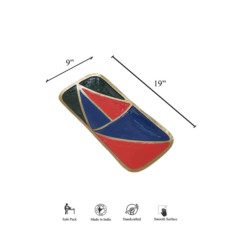 Buy Izen Geometric Platter - Dark Blue & Red Platter from Vaaree